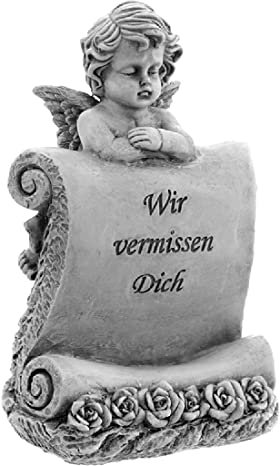 Decpero Engel - Wir vermissen Dich I Grabschmuck I 11,5 x 9 x 18,5 cm I wetterfest
