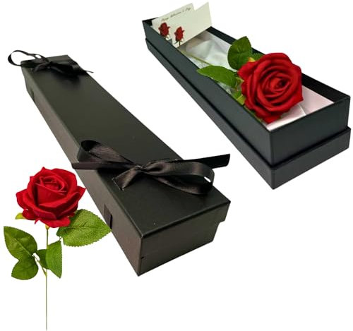 Rose Flowers Gift Box - A Romantic and Timeless Single Red Rose Present for Girlfriend, Wife, Boyfriend, Husband