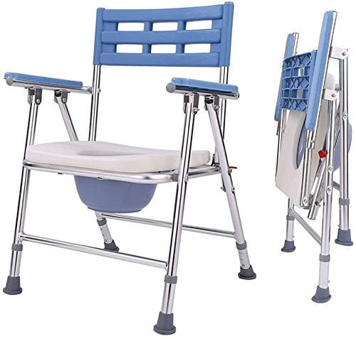 Tragbarer klappbarer Toilettensitz, extra breiter Transportstuhl, höhenverstellbarer Toilettenstuhl mit Rädern, Pedal für Toilette 819