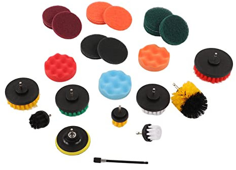 25 pièces brosse de forage tampons de gommage électrique perceuse brosse accessoires ensemble éponge ensemble multi-usages tapis carrelage outil de nettoyage pour la maison voiture camion cuisine