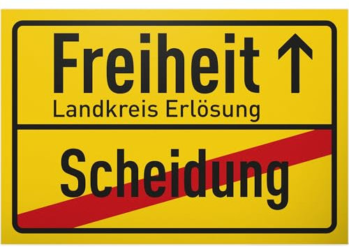 DankeDir! Scheidung - Schild 30 x 20 cm - Lustige Geschenkidee für frisch Geschiedene - Spruch Schild Scheidungsparty Deko - Witziges Spruchschild Türschild - Partydeko Abschied Single