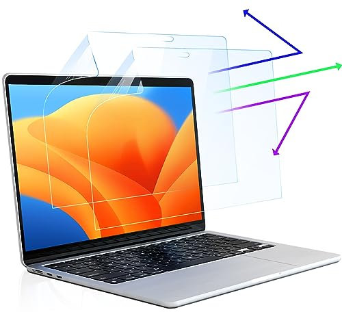 2 unidades de protección de pantalla para MacBook Pro de 13 pulgadas (2016-2022, M1, M2) y MacBook Air de 13 pulgadas (2018-2021, M1), anti-luz azul, anti reflejos, película protectora de pantalla