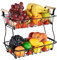 TINMIX Cesta de frutas de 2 niveles, estante para verduras, encimera, frutero, estante de metal, accesorios de cocina, cesta de almacenamiento, soporte para frutas (negro)