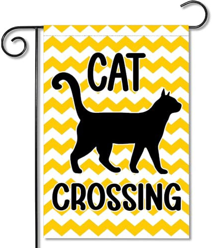 SODAVA - Katzengartenflagge Katze Crossing Gartenflagge Katze Garten Flagge Katze Kreuzung Flagge Katze Hofflagge Katze Kreuzung Hofschild Outdoor Dekorationen Bauernhaus Garten Flaggen 30,5 x 45,7 cm