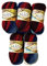 500 Gramm Ilkadim Export Burcum Batik Wolle mehrfarbig mit Farbverlauf, 5 x 100 Gramm Acryl Strickwolle bunt (bordeaux blau grau 2978)