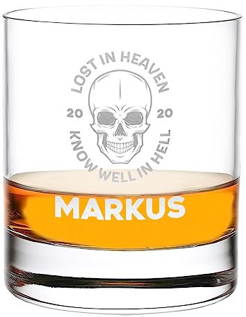 polar-effekt Whisky Tumbler Glas 315 ml mit personalisierter Gravur - Trinkglas für Bourbon, Rum und Scotch - Geschenk-Idee für Papa und Opa - spülmaschinenfestes Whiskyglas - mit Namen graviert