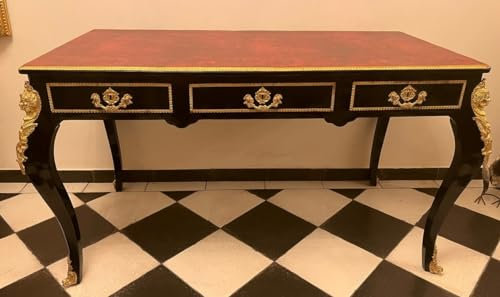 Casa Padrino Luxus Barock Schreibtisch Schwarz/Gold/Bordeaux 143 cm - Barock Sekretär