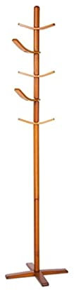 Porte Manteau Porte-Manteau en Bois Massif avec 10 Crochets Rotatifs Et Base Croisée Cintre d'arbre À Chapeau sur Pied pour Vêtements, Chapeaux, Écharpes, Bois D'hévéa Porte Manteau sur Pied (Color :