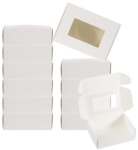 PATIKIL 3.5x2.5x1 Paper Soap Box with Window, 30 Pack Homemade Soap Boxes Rectangle Presents Packaging Boxes for Birthday Christmas DIY Craft, White