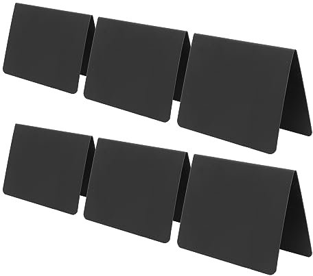 16 Pack PVC Mini Chalkboard Signs, Small Tabletop Blackboards for Events Like Weddings, Birthdays or Business, Message Boards, Erasable and Reusable, V Shape, Black (Without Pen)