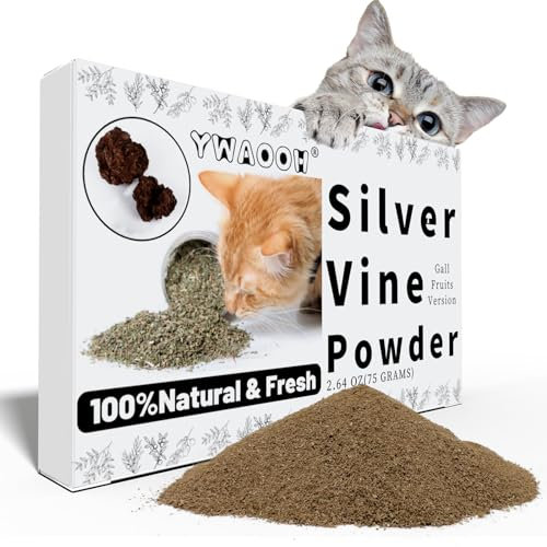 YWAOOH Silvervine - Polvere per gatti da 75 g con 5 piccoli sacchetti, alternativa all'erba gatta, 100% naturale, polvere di frutta di vite argentata, giocattolo per gatti matatabi per allenamento e