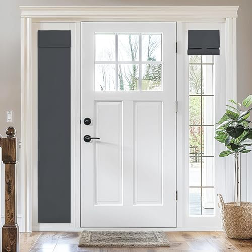 Vatge Sidelight Door Curtains for Front Door - Privacy Thermal Insulated Tie Up Shades, French Window Covering for Glass/Patio, 1 Panel, W12 x L70, Grey