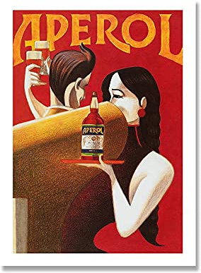 Aperol liqueur Poster Vintage Essen und Getränke Poster Leinwand Druck Geschenk Idee Malerei Bilder Für Wohnzimmer Küche Dekoration (Color : As Shown, Size : 50x70cm No Frame)