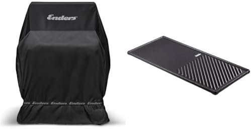 Enders® Abdeckhaube für Gasgrills: Monroe 2+3 (bis 2019) & Grill-Wende-Platte, aus Gusseisen, 1/3 Grillfläche, Grill-Zubehör, Grillplatte