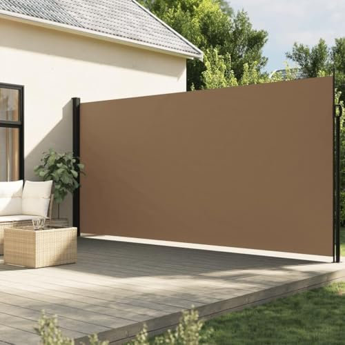 Store latéral rétractable - Brise-vue pour jardin, balcon, extérieur, 220 x 600 cm, taupe