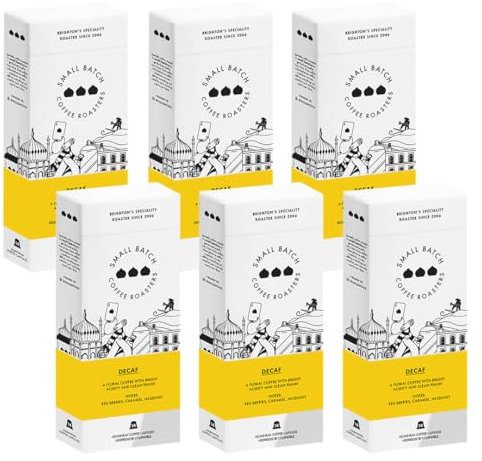 SMALL BATCH COFFEE ROASTERS Decaf Colombia Single-Origin Coffee Pods Freshly Roasted Smooth & Fruity (6 Boxes x 14 pods = 84 PODS)