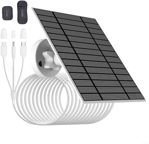5W USB Solar Panel Charger For Battery Powered For Security Cameras, Weather Resistant Solar Panel for XT/XT2/Outdoor Camera/SimpliSafe Camera(5W Solar Panel)