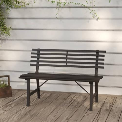 Iiaky Gartenbank Garten Sitzbank Balcony Furniture Garten Lounge Sitzbank Outdoor 110 cm Stahl Schwarz