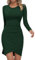 Missufe Damen Bodycon Freizeitkleid Enges Langarm Minikleid Elegant Basic Kurzes Kleider (Dunkelgrün, groß)