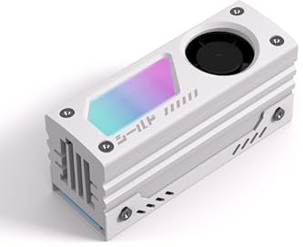 EZDIY-FAB Shield ARGB M.2 SSD Heatsink with Build-in 20mm PWM Fan, Premium Aluminum Design,5V 3-Pin ARGB Sync, High-Performance SSD Cooler for M.2 2280-White-1 Pack