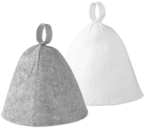 lasuroa 2stk Saunahüte, Filz Saunahut Banja Hut Sauna Mütze Russische Saunamütze Saunahut Set Saunazubehör Universell für Damen Herren(Grau & Weiß)
