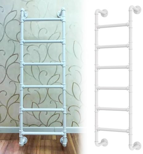 Scala in metallo per garage, mansarda, mansarda, finestra, pozzo, antincendio, scala in metallo con montaggio a parete e ingresso (231,1 cm)