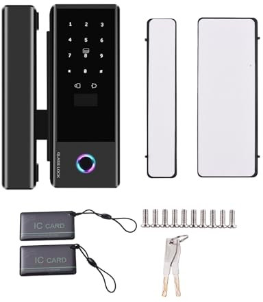 Swokely Smart Lock Cerradura de puerta de cristal WiFi Remote App TY Huella dactilar Contraseña Tarjeta IC Cerradura de puerta Intercambiable Dirección del cuerpo de cerradura para puerta de oficina o