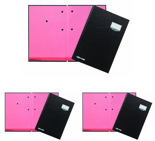 Pagna 24202-04 Unterschriftsmappe, 20-teilig mit ECO-Einband, rosa Löschkarton schwarz (Packung mit 3)