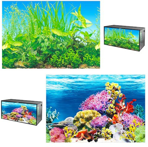 yueXinCh Aquarium Background Underwater Poster Double-sided Pattern Fishbowl Stickers Fish Tank Wall Decorations Sticker PVC Coral Aquarium Decor Backgrounds Underwater Poster 62 * 30 cm
