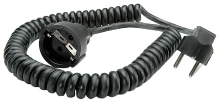 BACHMANN Schutzkontakt-Spiralverlängerung 230V/16A, schwarz, 4 m
