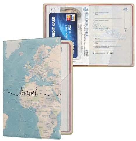 kwmobile Reisepass Kunststoff Schutzhülle - Ausweis Hülle Impfpass Schutz - Cover Reisepasshülle Ausweishülle - Travel Schriftzug