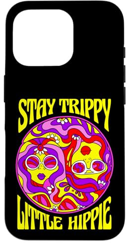 Stay Trippy Little Hippie Retro 1960er Vintage Hippie Blumen Hülle für iPhone 16 Pro