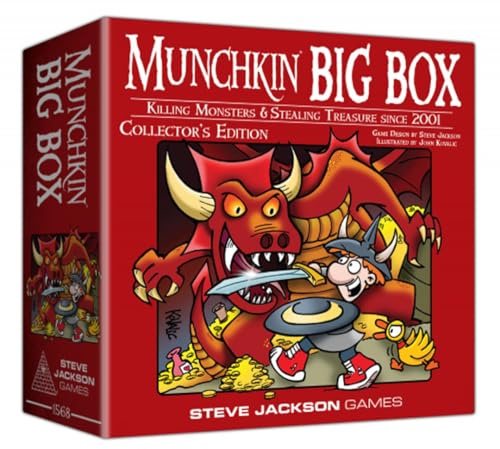 Steve Jackson Games Munchkin Big Box | Collector’s Edition Fantasy Card Game | Over 650 Cards, Game Boards, Meeples, Dice & Storage Tray | Illustrated by John Kovalic | Ages 10+ | 3–6 Players