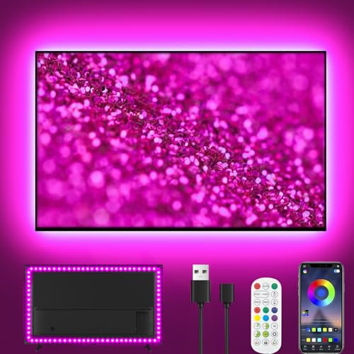 Tira LED 4M para TV de 32- 55, Tira LED TV Bluetooth – 16 Millones de Colores | Sincronización con Música y Juegos | Mando a Distancia 2.4G Sin Retraso | Luces Led Fácil Instalación (Adhesivo 3M)