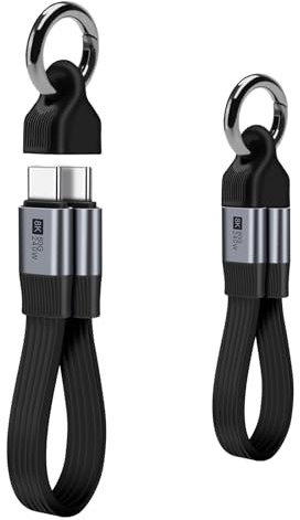 BORLTER CLAMP USB C Cable Short 13cm with Key Fob, USB4 Cable Compatible with Thunderbolt 4 (240W 80Gbps 8K@60Hz), for iPhone 16 15 Pro Max, Macbook, SSD, iPad