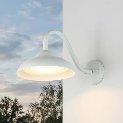 Licht-Erlebnisse LED Außenwandlampe Weiß schmal B: 25 cm IP54 3000 K warmweiß 640 lm Aluminium Modern Wandleuchte außen Hoflampe Garten Veranda