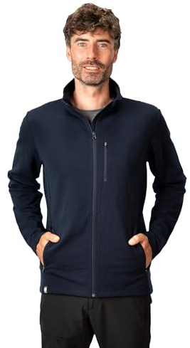 ALPIN LOACKER Merino Jacke Herren I Merinowolle Baselayer für Outdoor Sport und Freizeit I Wolljacke und Ski Midlayer, Navy XL