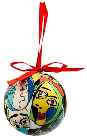 DRW Set mit 12 Weihnachtskugeln, Moderne Gesichter, Kubismus, Ø 7,5 cm
