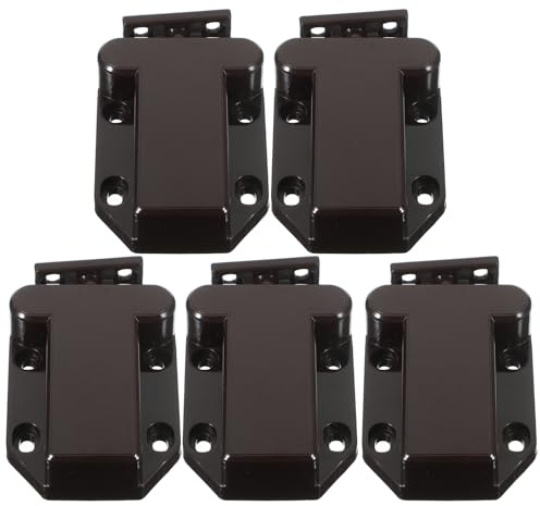 DEARMAMY 5 Stück Druckschnäpper Schranktür Push to open Riegel Automatisch Rückstellend Für Küchen Möbel Türen Stabil Einfach Montierbar Verdeckter Türöffner Ohne Griff Kaffee Braun