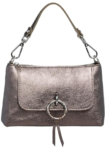 Caspar Elegante Leder Umhängetasche Damen Clutch Kleine Crossbody Bag mit Schultergurt & Kurzhenkel - PREMIUM LINE - Modell No.851 - Made in Italy
