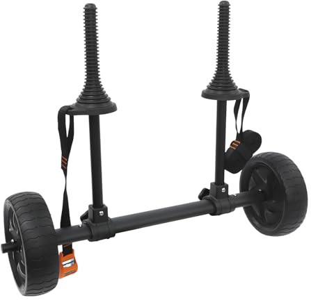 Chariot de kayak pliable 45 kg réglable roues 20 cm | Chariot de transport pour kayak, pliable, avec largeur réglable, roues de 20 cm, pour sable et gravier