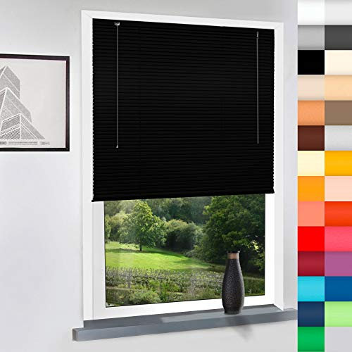 Aluminium Jalousie nach Maß, hochqualitative Wertarbeit, 28 Farben verfügbar, Maßanfertigung, für Fenster und Türen, Alu Jalousien, Decken und Wandmontage (Schwarz, Höhe: 160cm x Breite: 130cm)