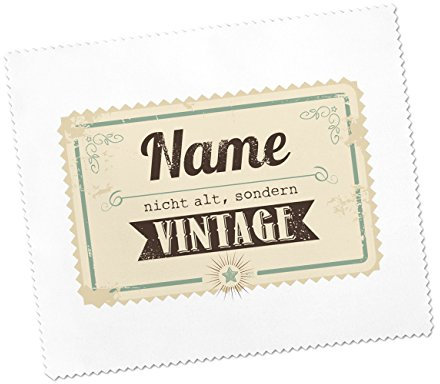 Herz & Heim® Brillenputztuch mit Wunschnamen - Motiv: Nicht alt, sondern Vintage