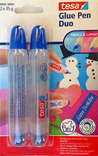 tesa Glue Pen Duo zum basteln mit Kleiner und großer Öffnung 2X 35g