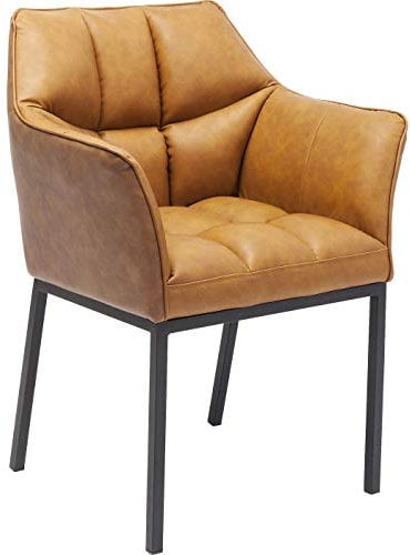 Kare Design Armlehnstuhl Thinktank, brauner Esszimmerstuhl in hochwertiger Lederoptik, bequemer Sitzkomfort durch Polsterung, Vintage Lederstuhl, (H/B/T) 85x62x58cm