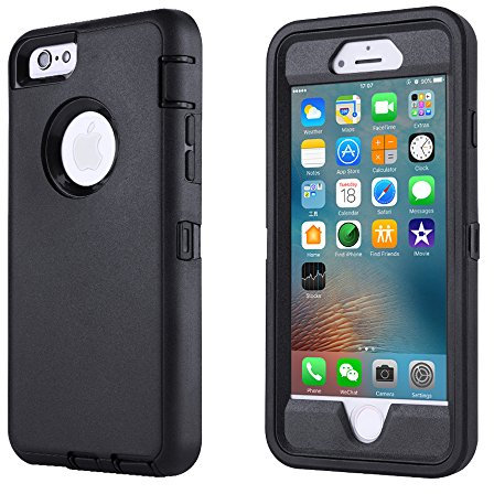 smartelf Case for iPhone 6 Plus/6s Plus With Built-in Screen Protector Heavy Duty Shockproof Dust Drop Protection Protective Cover for Apple iPhone 6+/6s+ 5.5 inch-Black