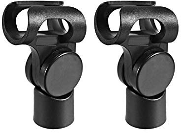 sourcing map 2Pcs Universal Microphone Mic Clip Holder for 17mm Mic Stand Handheld 15mm Thread Dia