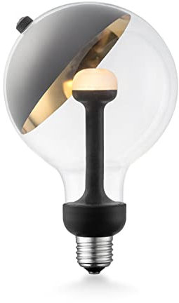 Home Sweet Home Designer LED Leuchtmittel Move Me | E27 | G120 Sphere LED-Lampe | Schwarz/Gold | Mit verstellbarem Diffusor | Dimmbar | 5W 400lm | warmweißes Licht | für E27-Fassungen