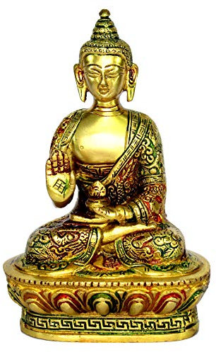StonKraft eSplanade Meditierender Buddha – Messing-Metall-Statue, Murti, 17,8 cm