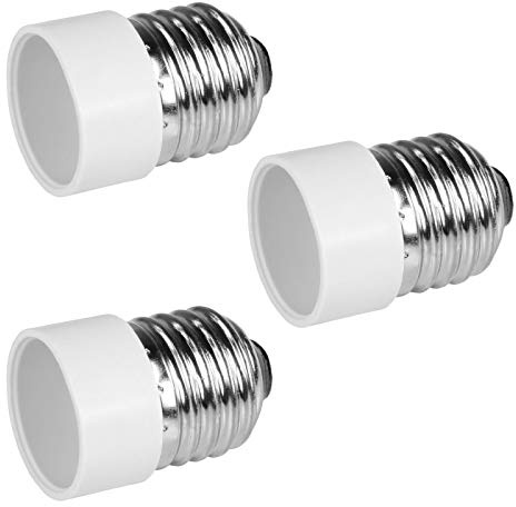 3x Lampensockel Adapter | E27 auf E14 | Lampenfassung Konverter Fassung Sockel Stecker Glühbirne Lampe LED | 3 Stück